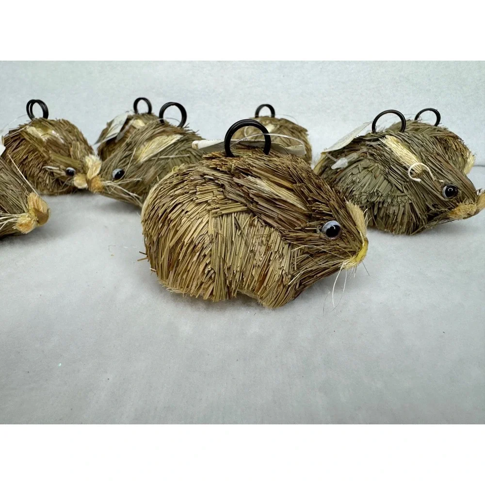 8 Pottery Barn Natural Straw Bunny Rabbit Place Card Holders Spring‎ New w/ Tags